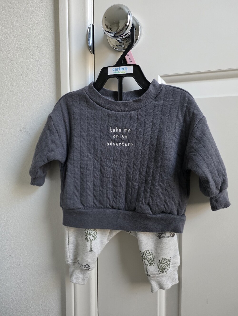 Carter's Quilted 'Take Me on an Adventure' Sweatshirt - Charcoal Gray